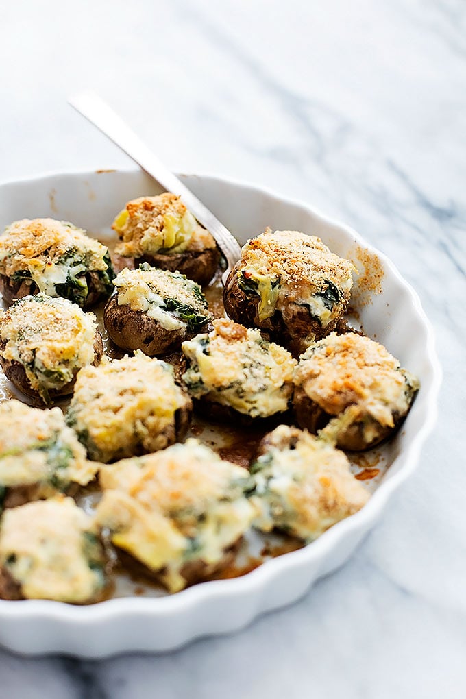 Spinach-Artichoke-Dip-Stuffed Mushrooms