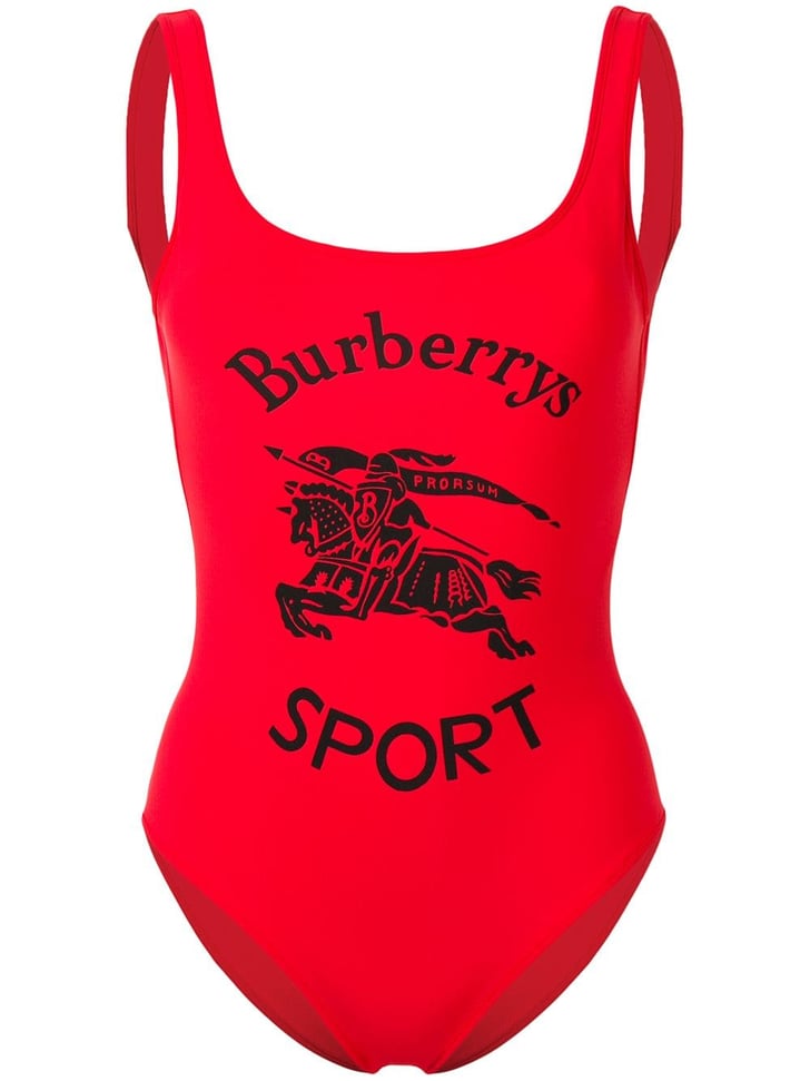 Burberry Archive Logo print swimsuit | Khloe Kardashian Red Louis Vuitton Supreme Swimsuit ...