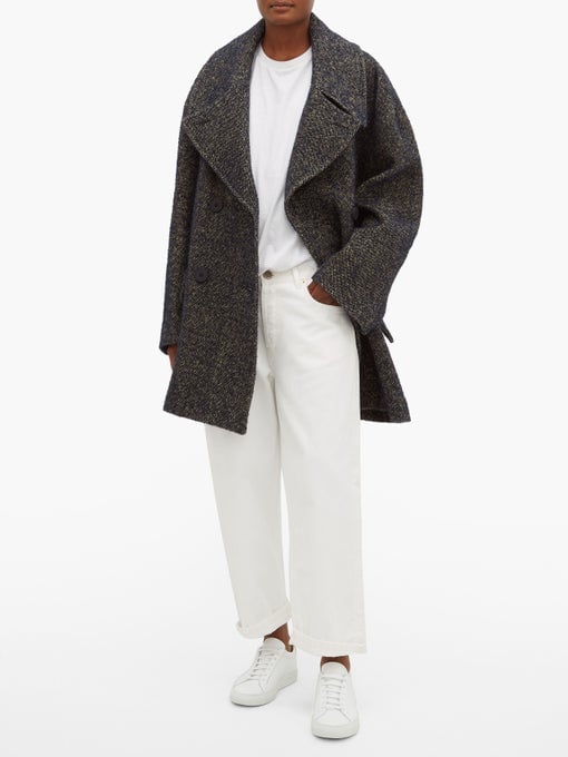 Raey Oversized Linen-Blend Tweed Pea Coat