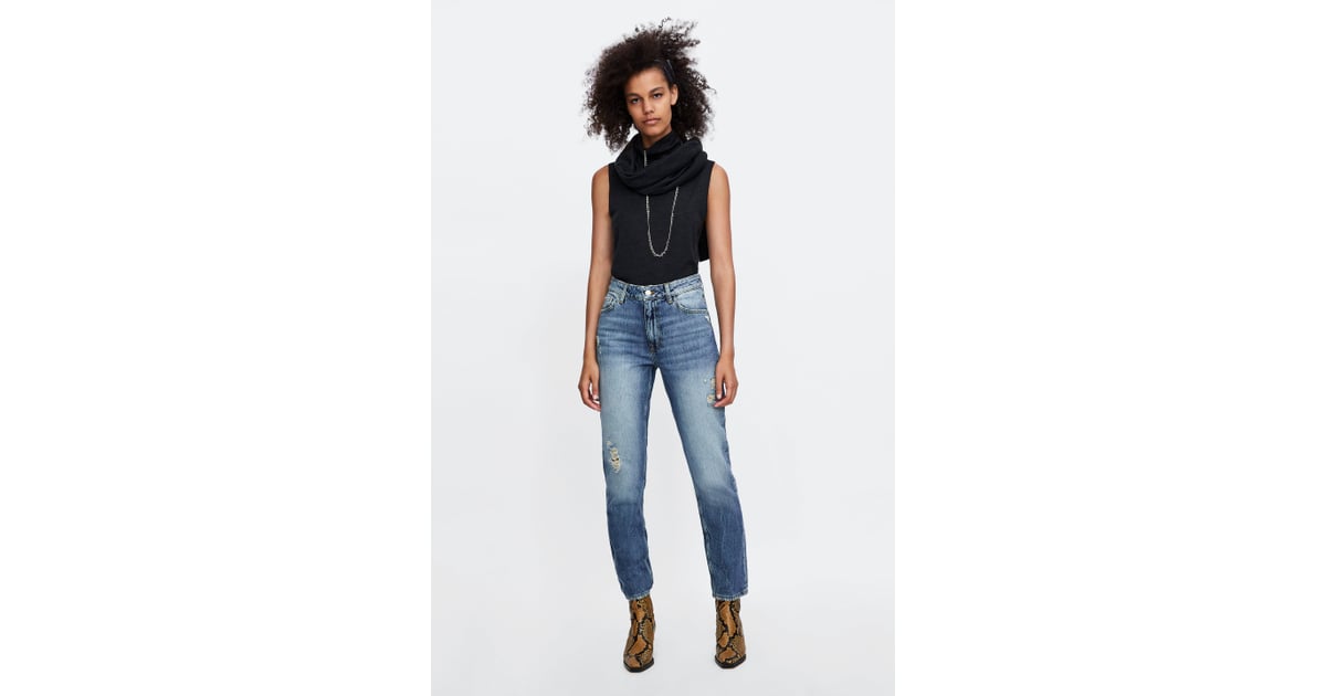 zara mom jeans light blue