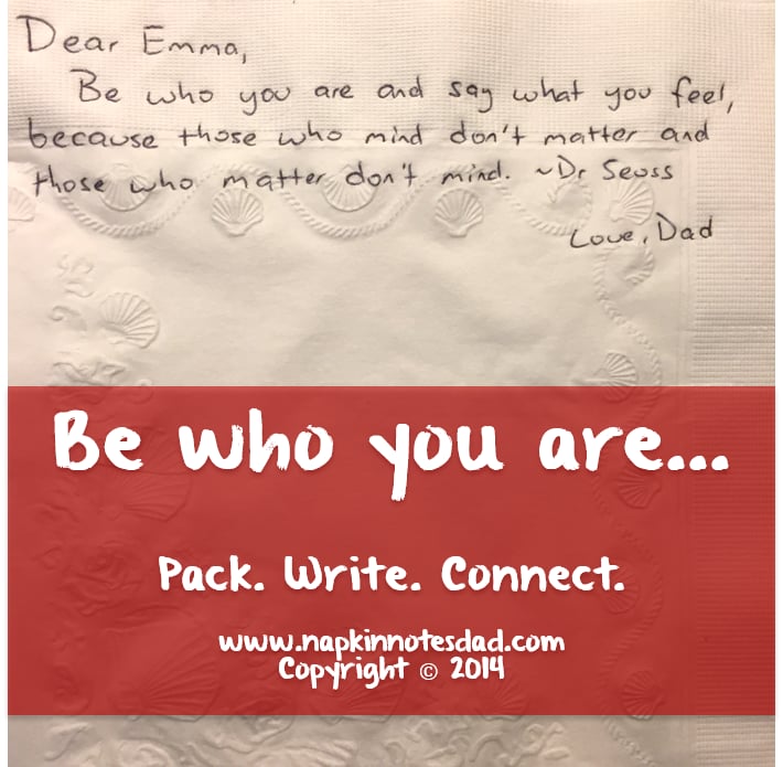 PS: How do you come up with all of your ideas?
GC: Sometimes I look to others for inspiration, the greats like Dr. Seuss and Mr. Rogers. Sometimes I pick up something as I read. Just yesterday, I was having a call with a co-worker and she made a comment to me that I loved and I made it into today's note. What she said was, "Effort is between you and you." Emma is an avid athlete and I thought that was a perfect message for her, so I stole my co-worker's quote. I have no shame in doing that, I think it's perfect.