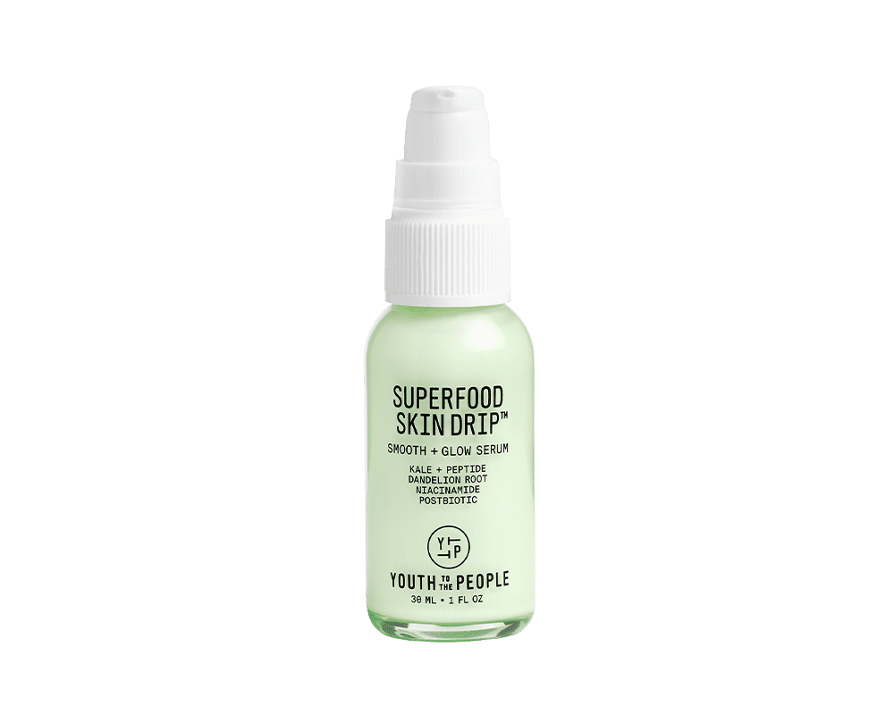 Youth To The People Superfood Skin Drip Smooth + Glow Barrier Serum with Kale + Niacinamide ($39)
Like a wilted flower, your skin needs to be replenished with hydration. That's where this serum comes in. With hyaluronic acid, ceramides, postbiotic ferment, kale extract, and cold-pressed broccoli seed oil, the skin barrier is rejuvenated with deep hydration, which promotes a healthy glow. It can infuse up to 10 layers of skin with these vitamin-rich ingredients, making it both effective alone and underneath makeup as a smoothing primer.