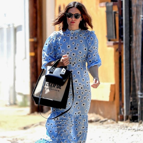 Mandy Moore Blue Floral Dress by RIXO August 2019