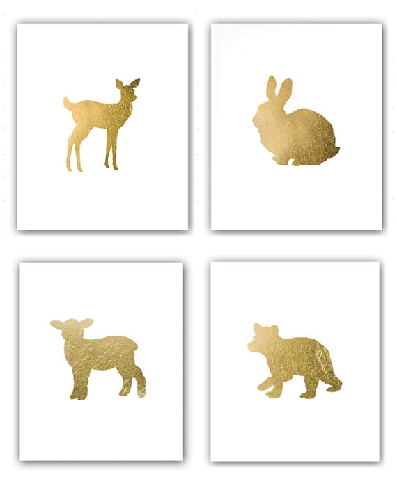 Gold Foil Animal Prints