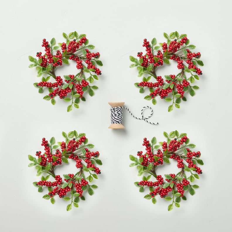 Mini Faux Winterberry Wreath Gift Topper Set