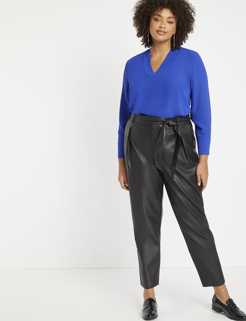 Eloquii Pleat Front Faux Leather Ankle Pant