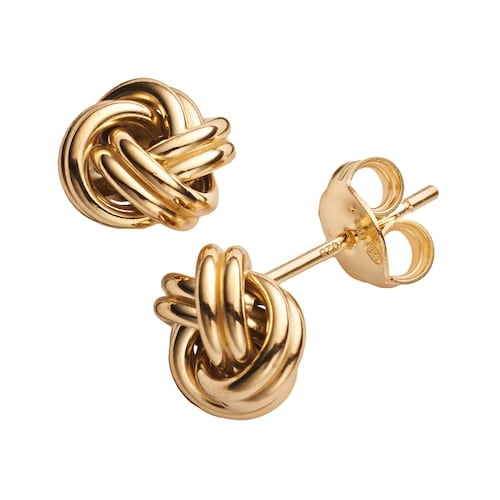 14k Gold Over Silver Love Knot Stud Earrings