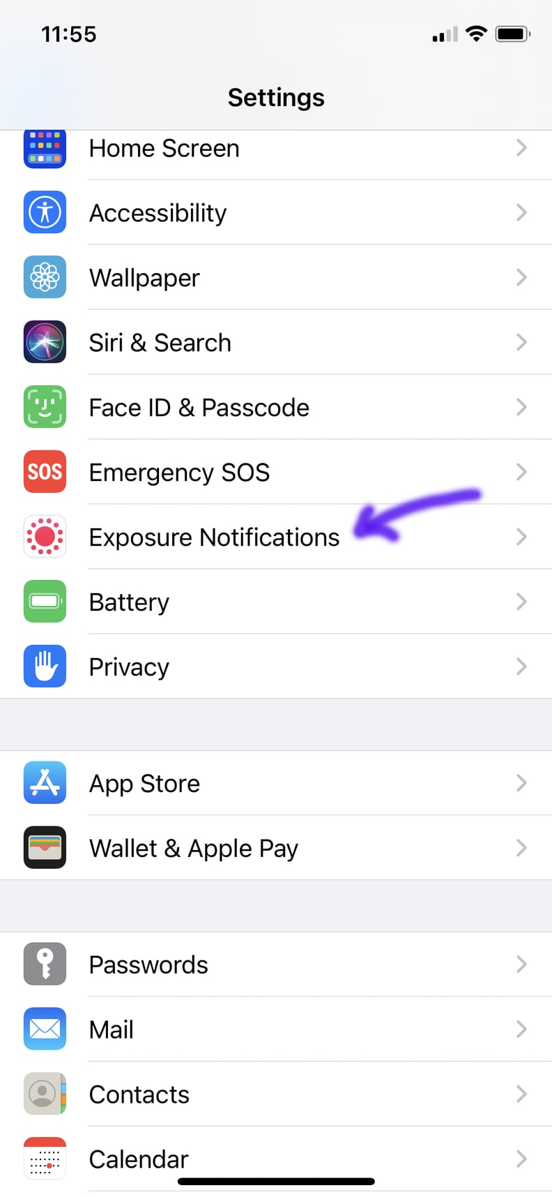 Start by Going to Your Phone Settings and Searching For "Exposure Notifications"