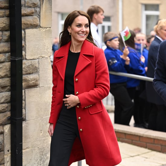 Kate Middleton Wears Red L.K. Bennett Spencer Coat in Wales