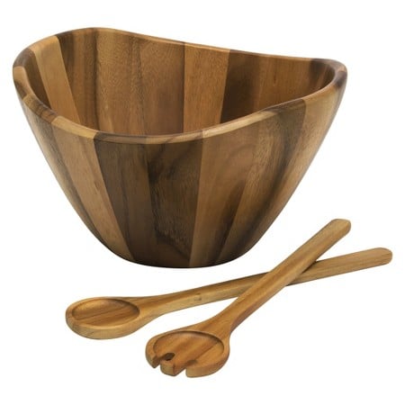 Acacia Wood Serving Bowl & Salad Servers