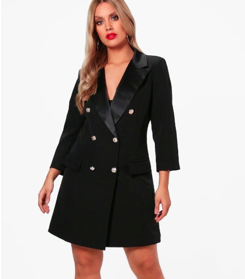 Boohoo Plus Button Tuxedo Dress