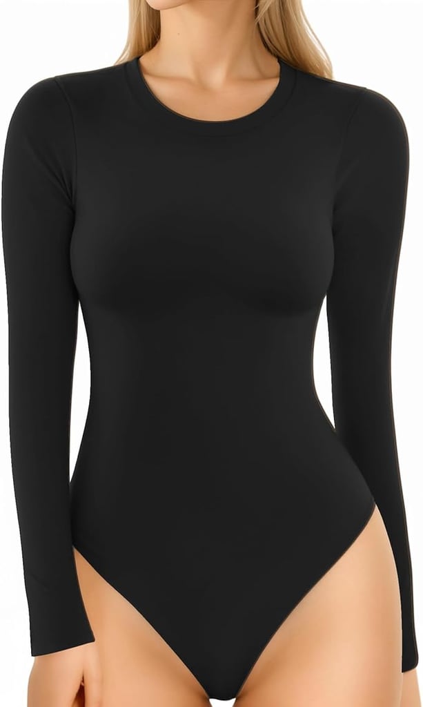 Mangopop Crew Neck Long Sleeve Bodysuit