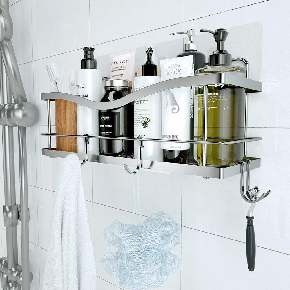 KINCMAX Shower Caddy Basket Shelf with Hooks