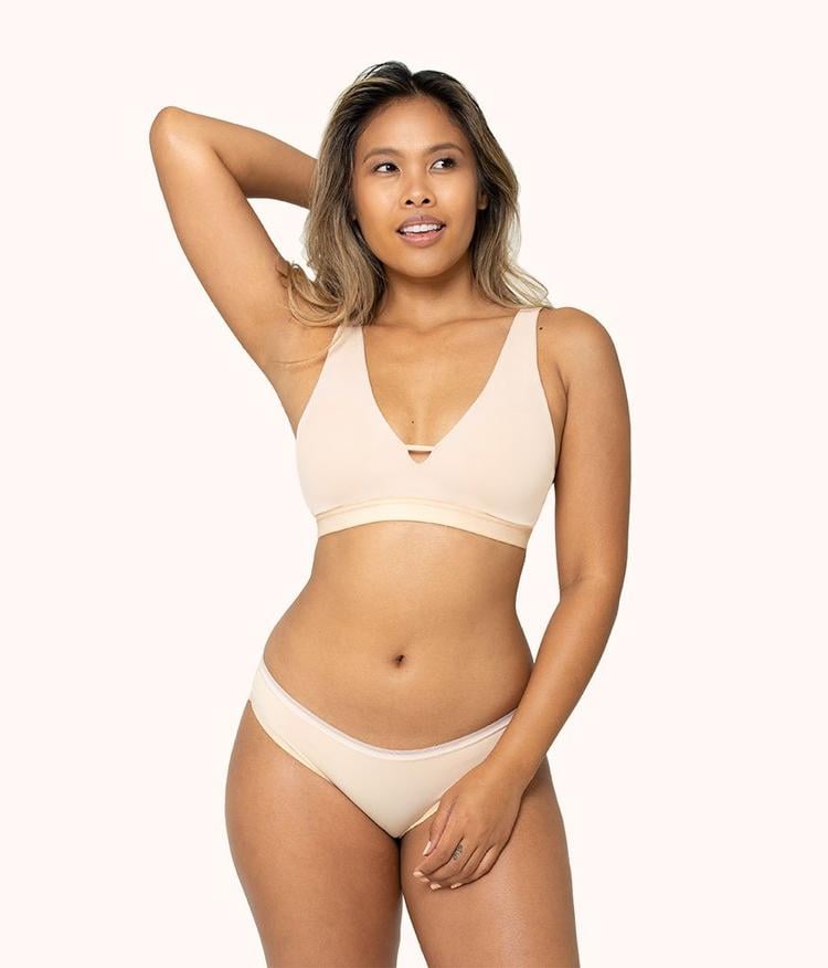 Lively Eco Deep V Bralette in Toasted Almond