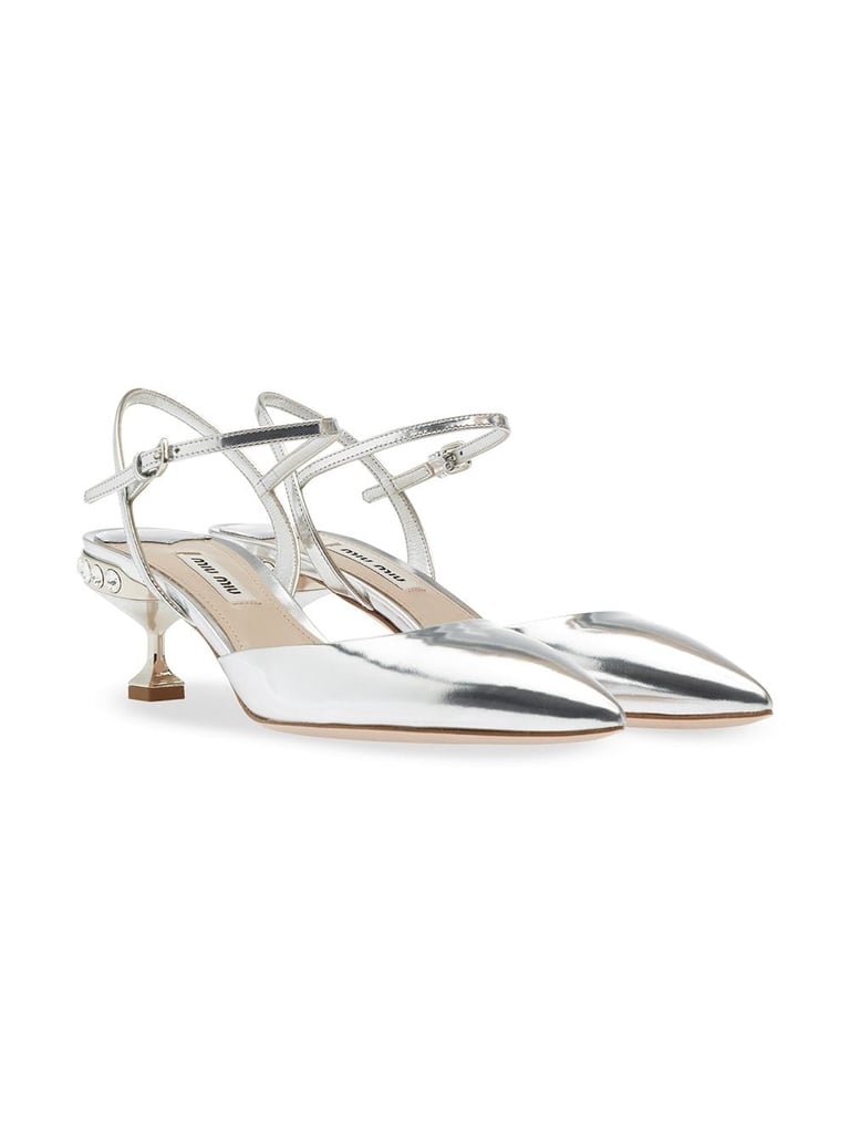 Miu Miu Mirror Jewel Heel Slingback Pumps