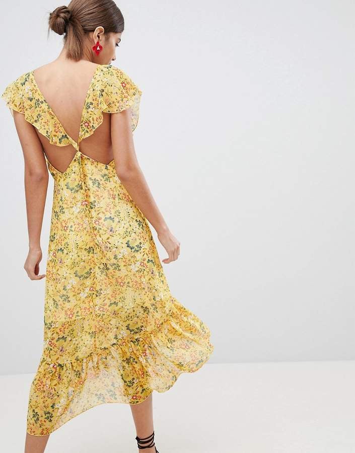 PrettyLittleThing Floral Tie Back Midi Dress
