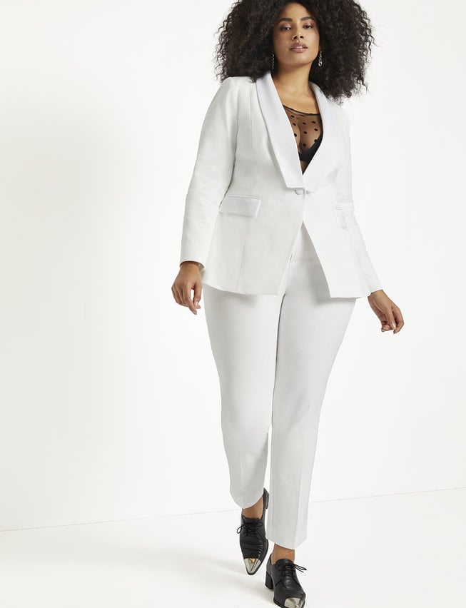 Dua Lipa's White Trousers With Circle Cutouts | POPSUGAR Fashion