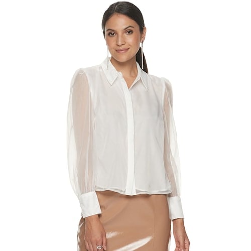 Apt. 9 x Cara Santana Puff and Sheer Sleeve Woven Top