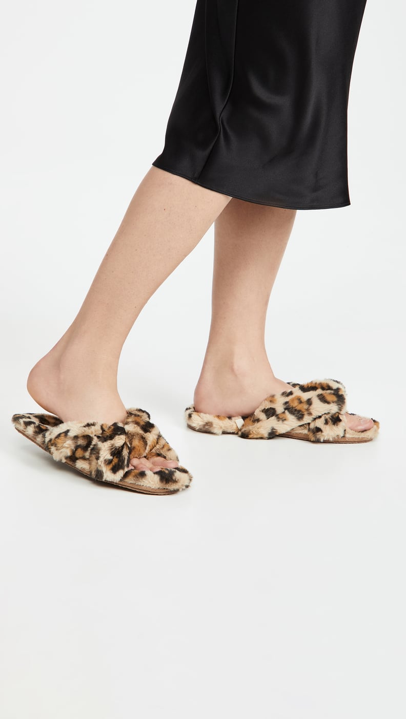 Madewell Crisscross Furry Leopard Slippers