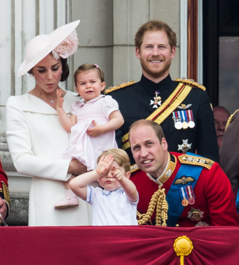 Pictured: Kate Middleton, Princess Charlotte, Prince George, Prince William, Prince Harry.