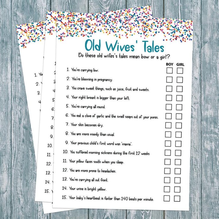 Old Wives' Tale Baby Shower Game Printable Baby Shower