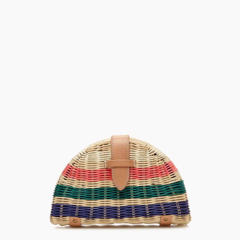 J crew clearance fan rattan clutch