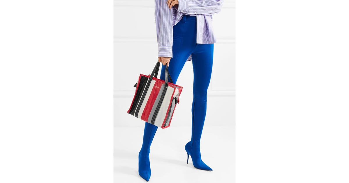 Balenciaga Bazar Small Striped Textured Leather Tote 15 Chic