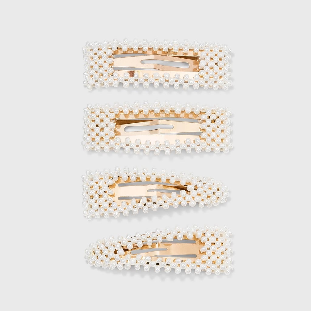 For an Elegant Look: A New Day Pearl White Gold Snap Clips