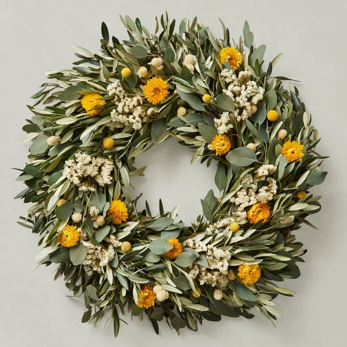 A Dried Wreath: Olive Billy Button Door Wreath