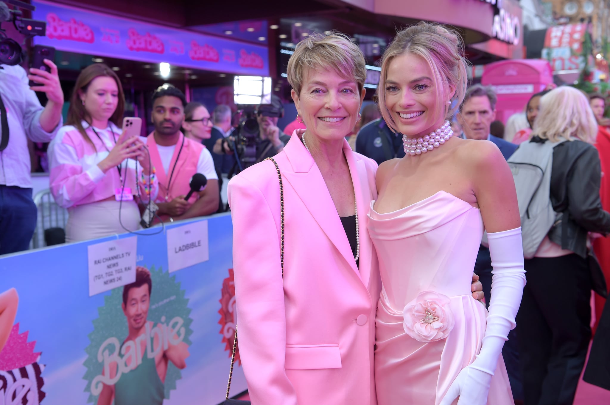 LONDON, ENGLAND - JULY 12: Sarie Kessler and Margot Robbie attend The European Premiere Of 