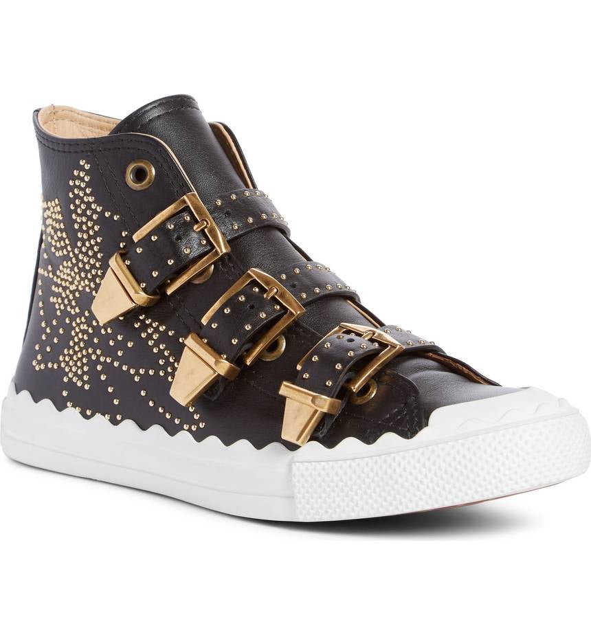 high top buckle sneakers