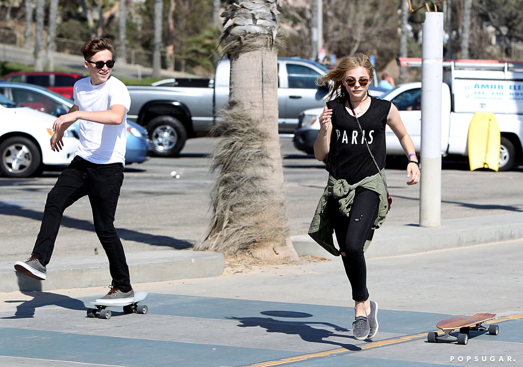 Brooklyn Beckham and Chloe Moretz Skateboarding in LA