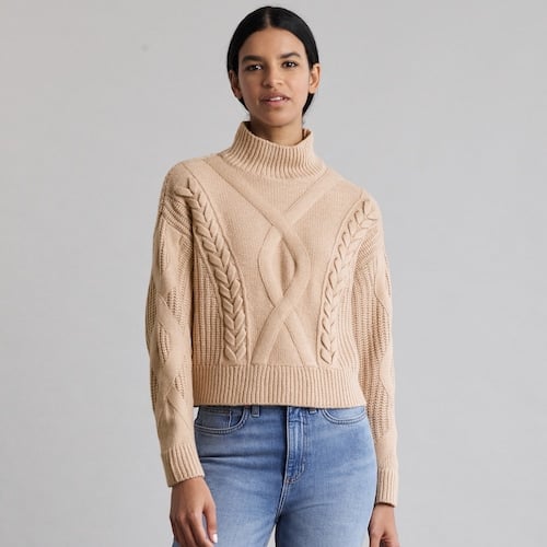 Elizabeth and James Cable-Knit Turtleneck Sweater