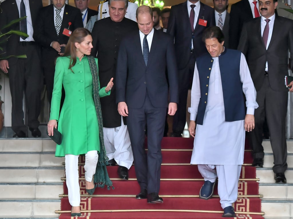 Kate Middleton in Catherine Walker, Maheen Khan, and Bonanza Satrangi