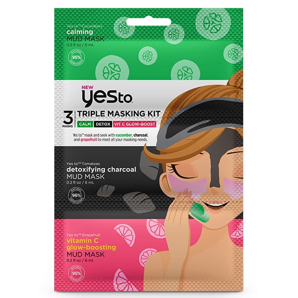 Yes To Triple Masking Kit: Cucumbers/Charcoal/Grapefruit