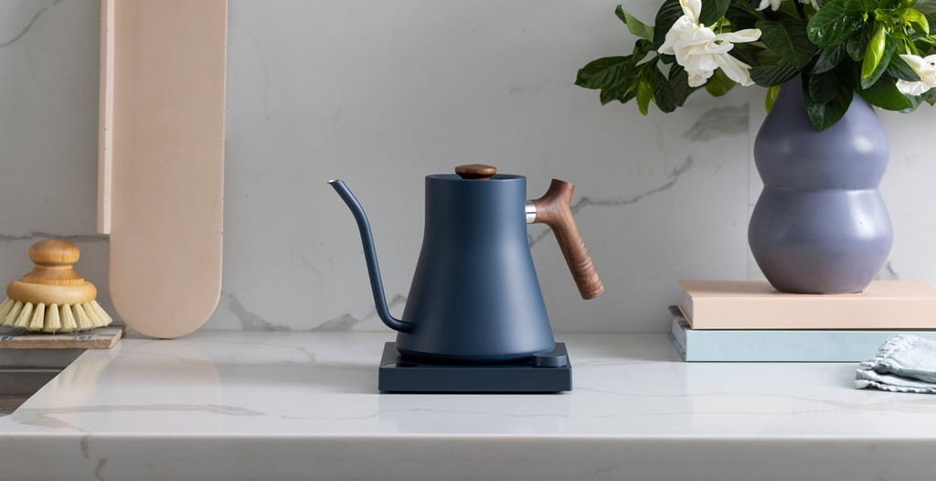 Fellow Stagg EKG Electric Kettle in Stone Blue and Walnut