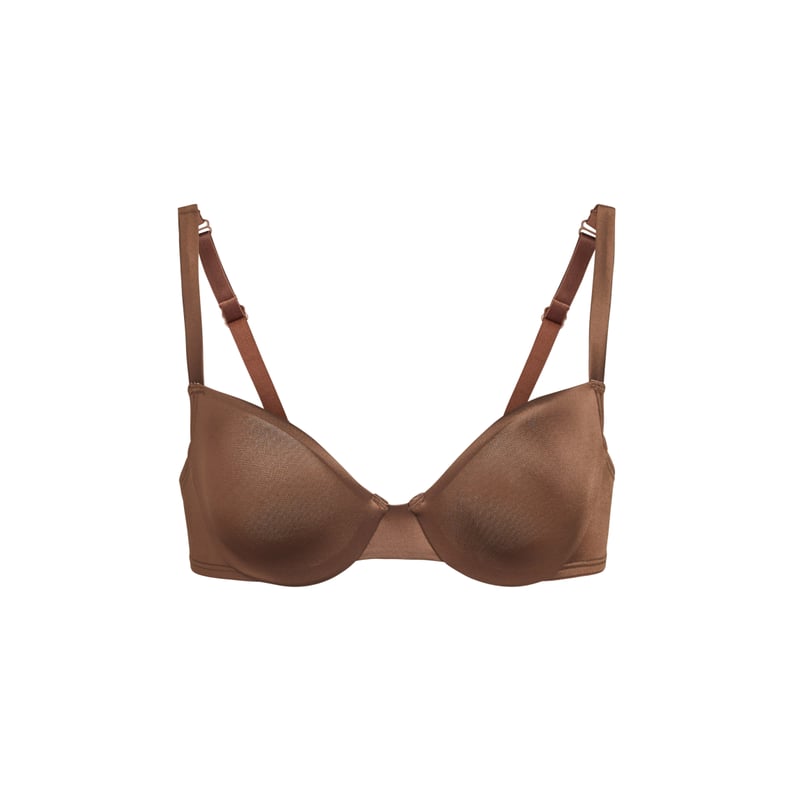 Skims Stretch Satin Unlined Underwire Bra in Smokey Quartz