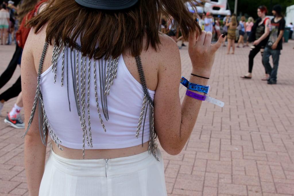 A basic Brandy Melville crop top got an edgy upgrade, thanks to a full body chain overlay from Topshop.