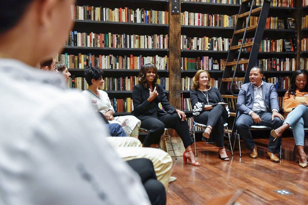 Michelle Obama Red Heels With Black Suit