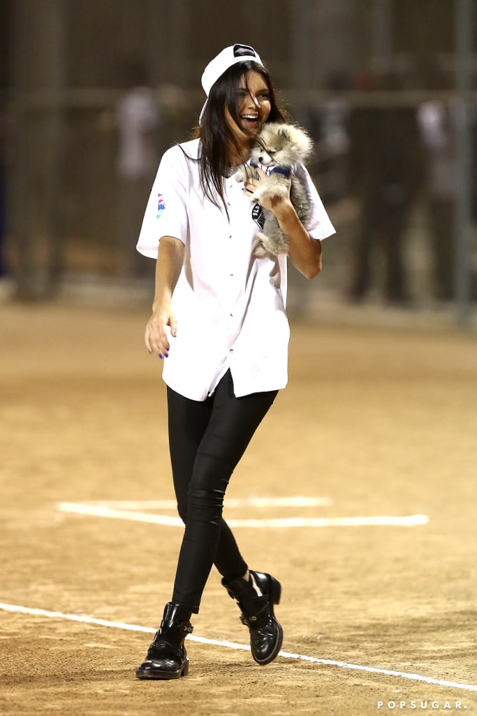 Kendall Jenner was dressed to impress at the Kick'n It For Charity Celebrity Kickball Game in Glendale, CA, on Saturday.