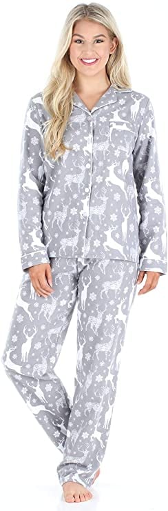 PajamaMania Women's Cotton Flannel Long Sleeve PJ Set