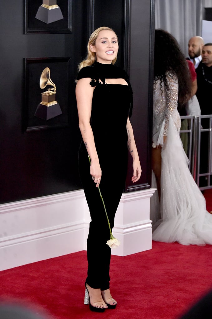 Miley Cyrus Black Jumpsuit at the Grammys 2018