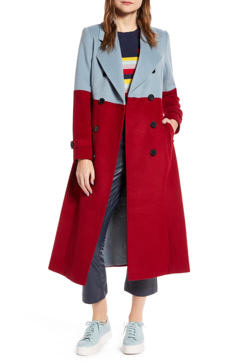 Halogen x Atlantic-Pacific Colorblock Wool Blend Coat