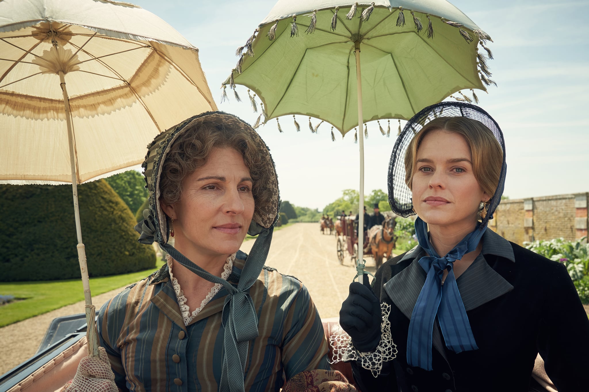 EMBARGIOED UNTIL 5.00PM ON 4TH jUNE 2019.CARNIVAL FILMS FOR ITVBELGRAVIAPictured:TAMSIN GREIG as Anne Trenchard and ALICE EVE as Susan Trenchard.This image is the copyright of Carnival Films.