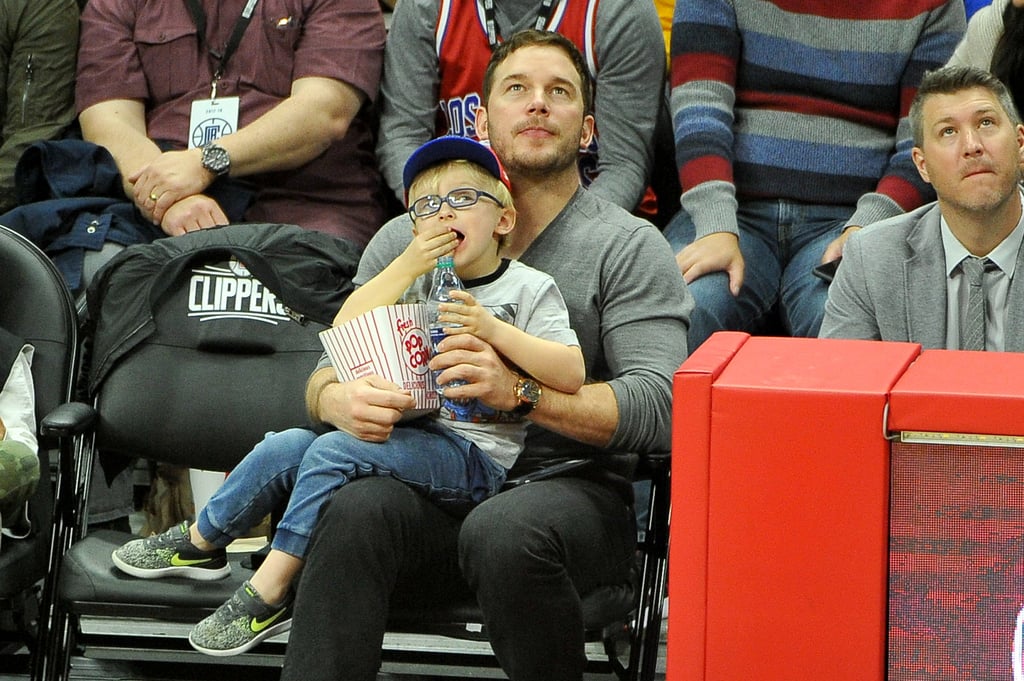 Chris Pratt and Son Jack at LA Clippers Game December 2017