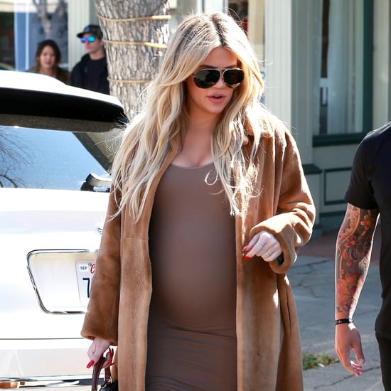 Khloe Kardashian Wearing a Bodycon Dress Pregnant