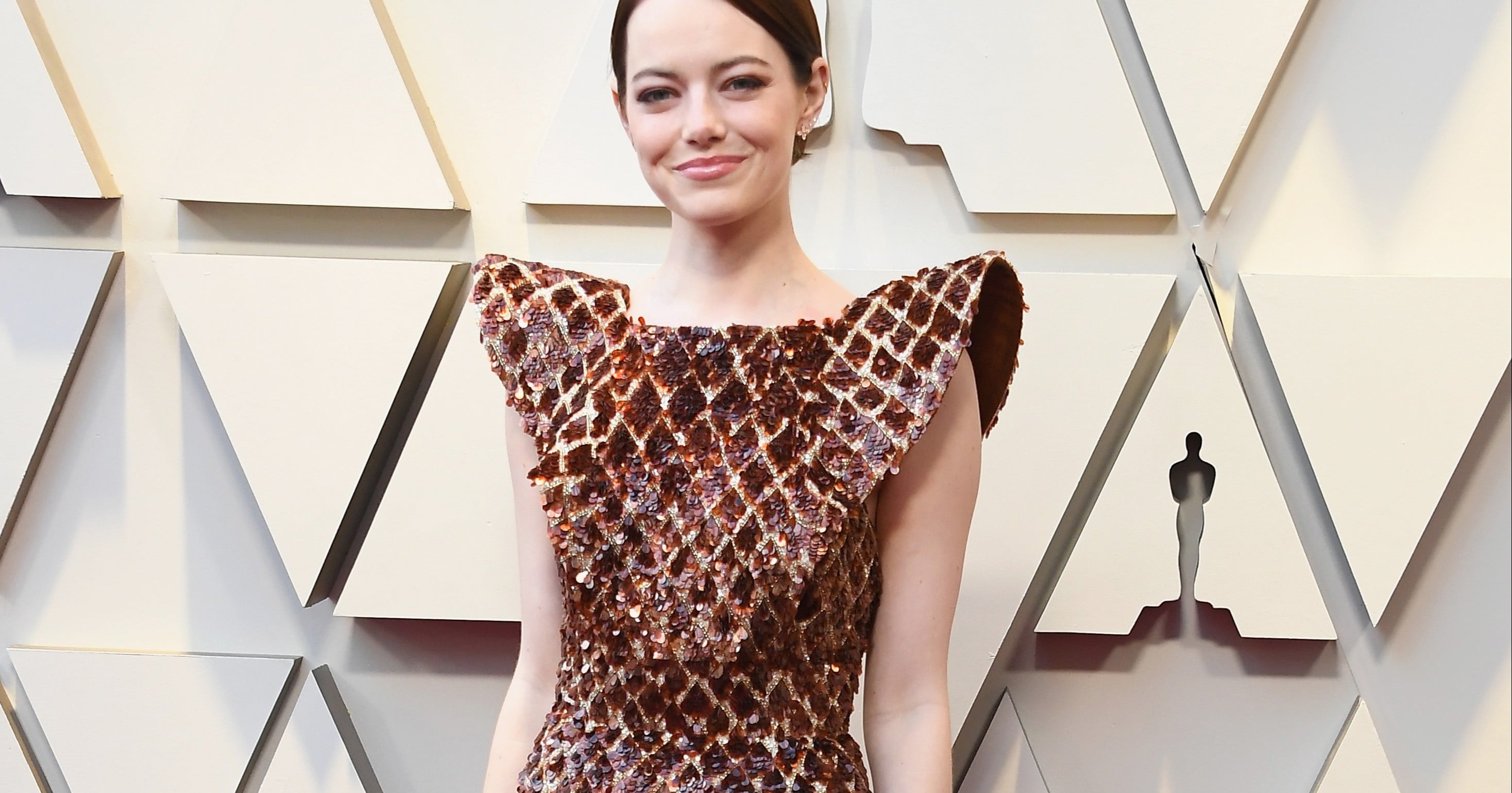Emma Stone's Magnificently Patterned Louis Vuitton Dress At The 2019 Oscars
