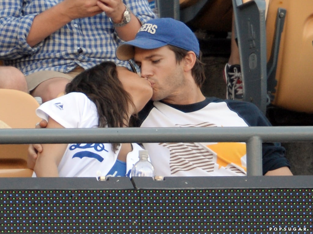 Mila Kunis and Ashton Kutcher LA Dodgers Game PDA Pictures
