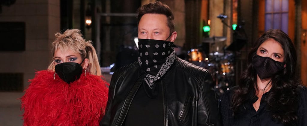 Miley Cyrus's Feathered Red Dress on SNL With Elon Musk