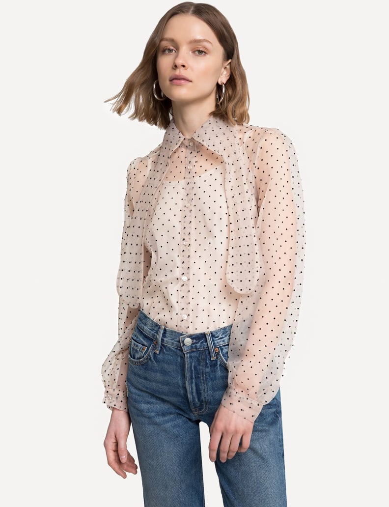 Transparant Tie-Neck Blouse